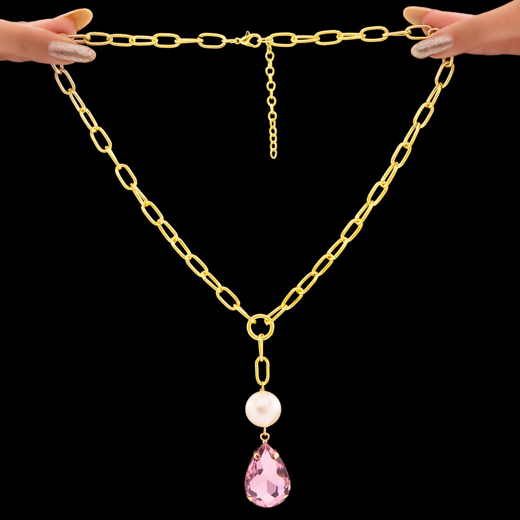 Crystal Necklace Vintage Rose