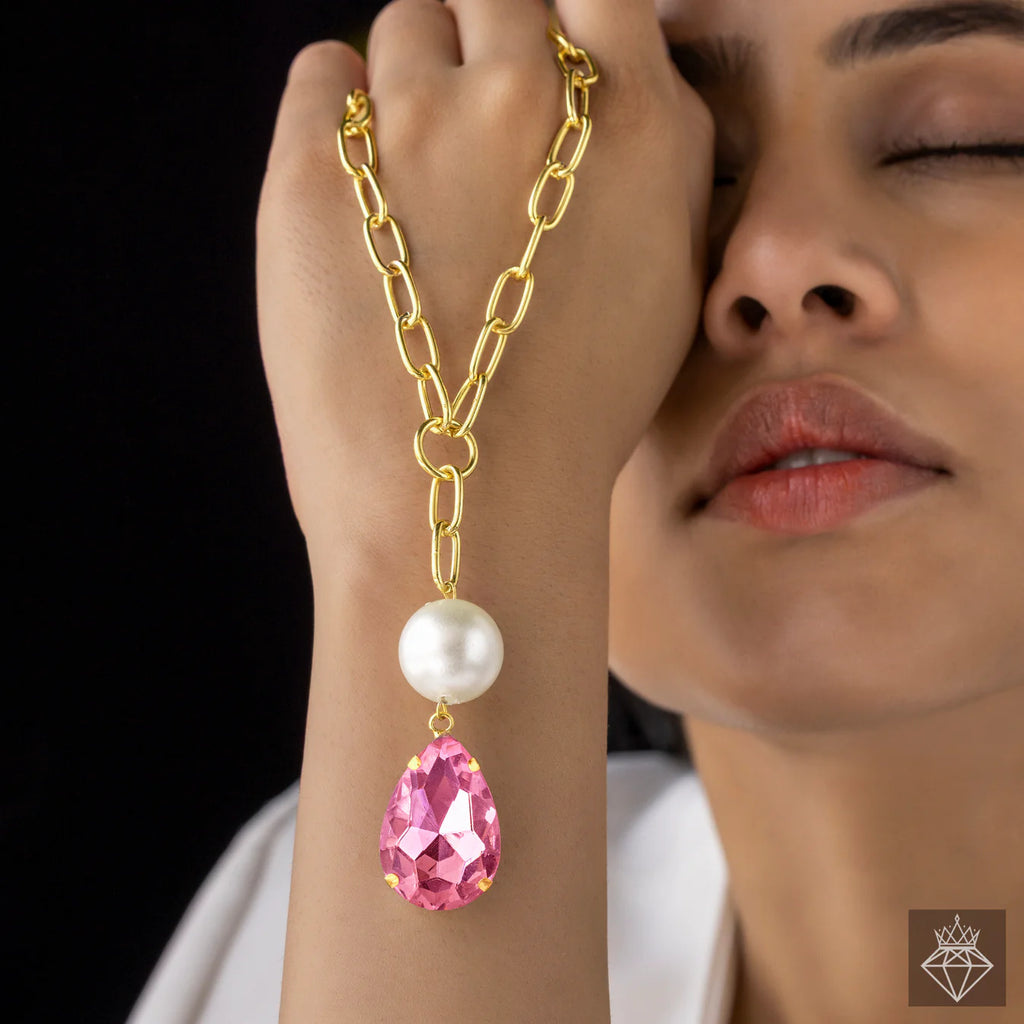 Crystal Necklace Vintage Rose