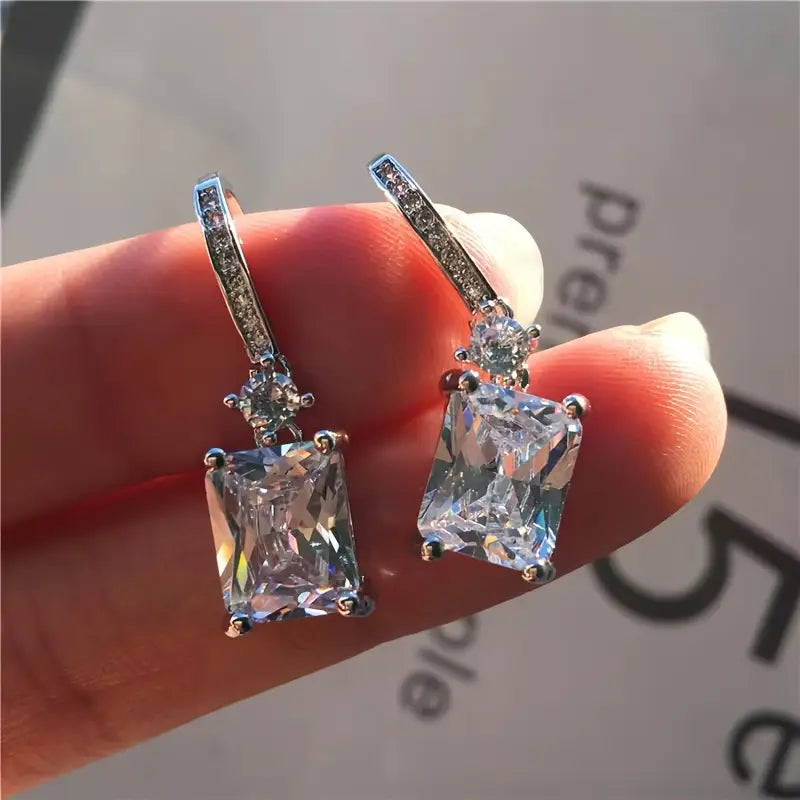 Simple style Synthetic Zirconia earrings