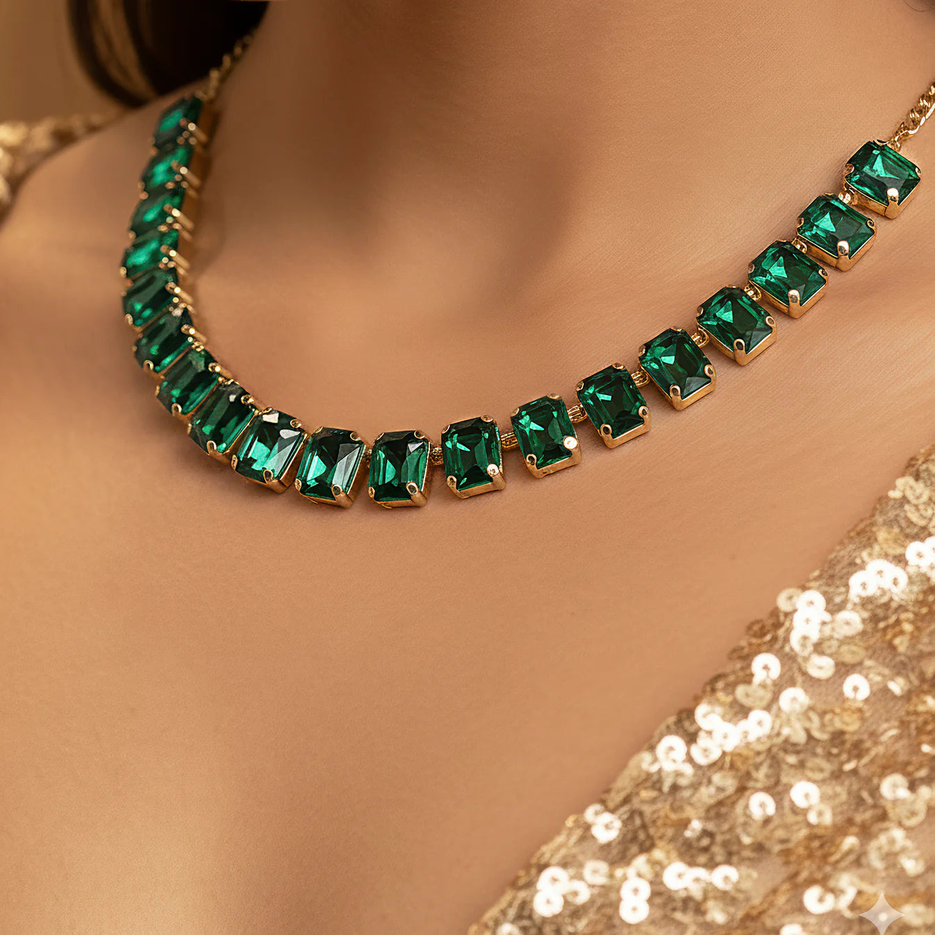 Single Line Emerald Necklace