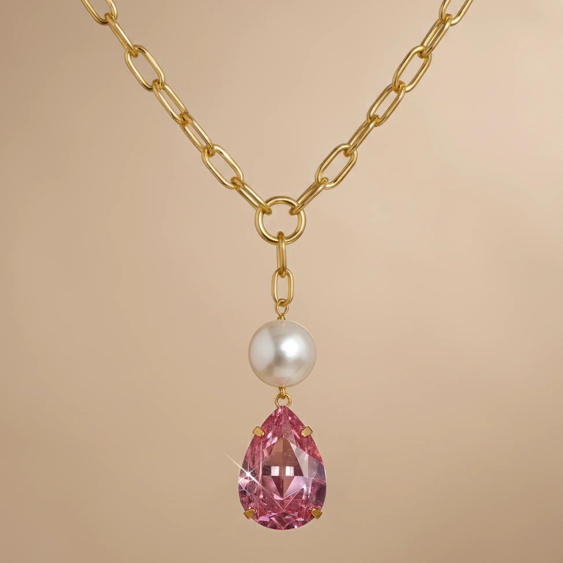 Crystal Necklace Vintage Rose