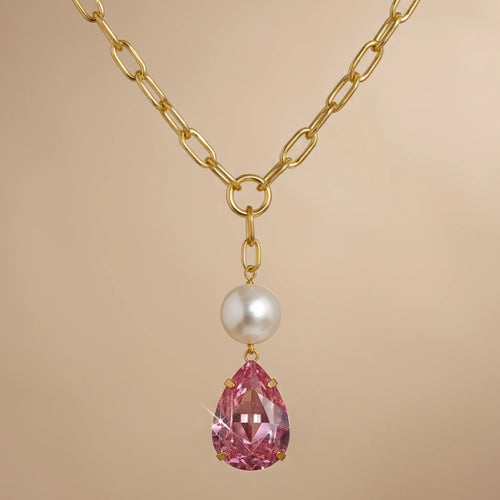 Crystal Necklace Vintage Rose