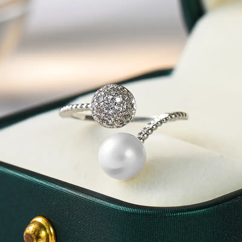 Boho Chic Pearl Open Ring