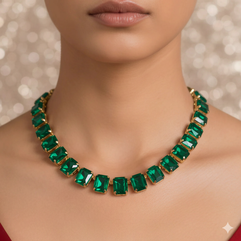 Single Line Emerald Necklace